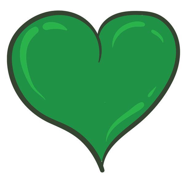 Clipart of a curvy green heart vector or color illustration - Vector, Image