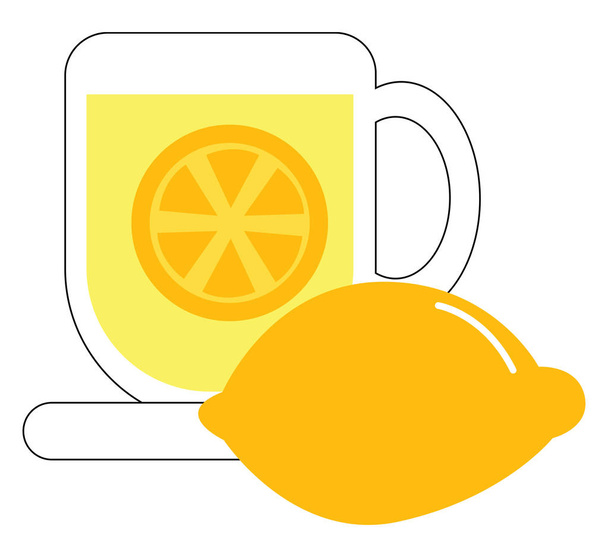 Clipart de uma xícara de café cheia de vetor de chá de limão ou il cor
 - Vetor, Imagem