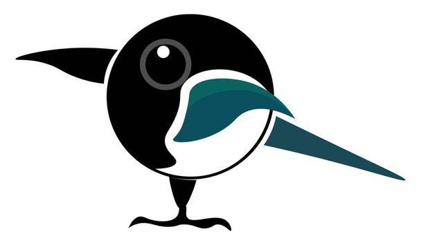 Cartoon picture of a magpie bird vector or color illustration - Vector, Image