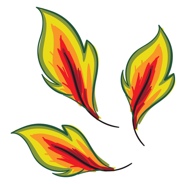 Clipart of yellow autumn leaves vector or color illustration - Vetor, Imagem