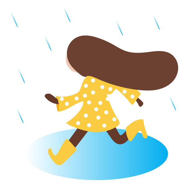 Clipart małej dziewczynki działa, aby wyjść z wektora deszczu lub - Wektor, obraz