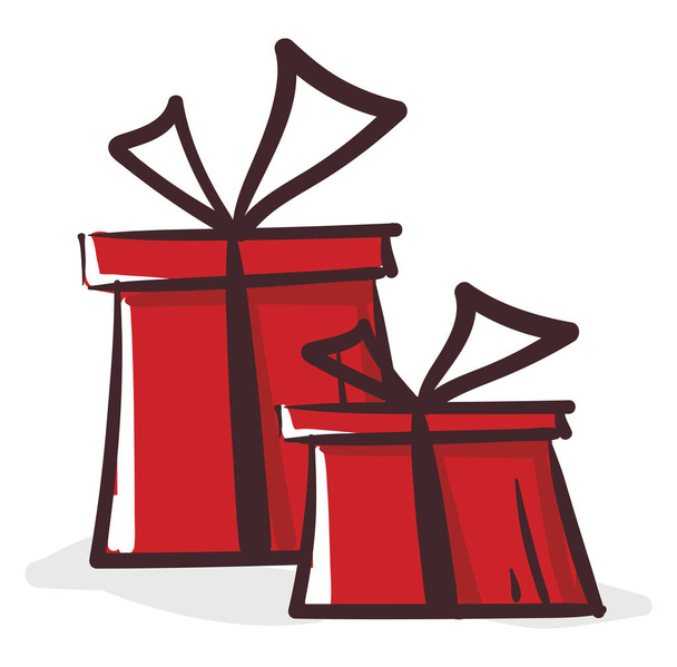 Εικόνες από δύο κόκκινο-χρώμα ορθογώνια κουτιά δώρου διάνυσμα ή Colo - Διάνυσμα, εικόνα