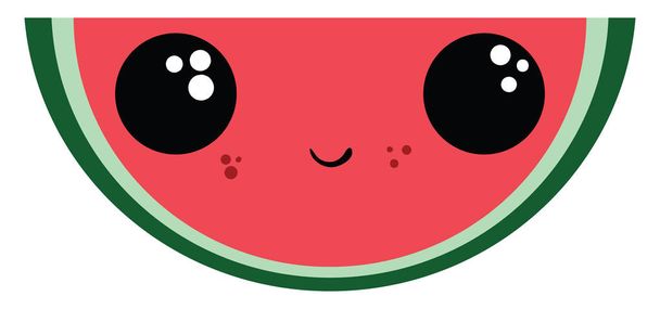 Emoji of a sliced watermelon vector or color illustration - Vector, Image