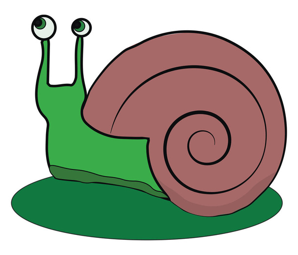 Clipart of a small and pretty green snail vector or color illust - Vector, Image