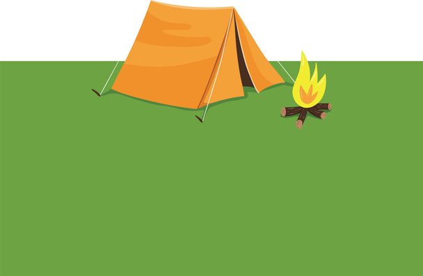 Bir çadır ve kamp ateşi vektör veya colo ile bir yaz kampı Clipart - Vektör, Görsel