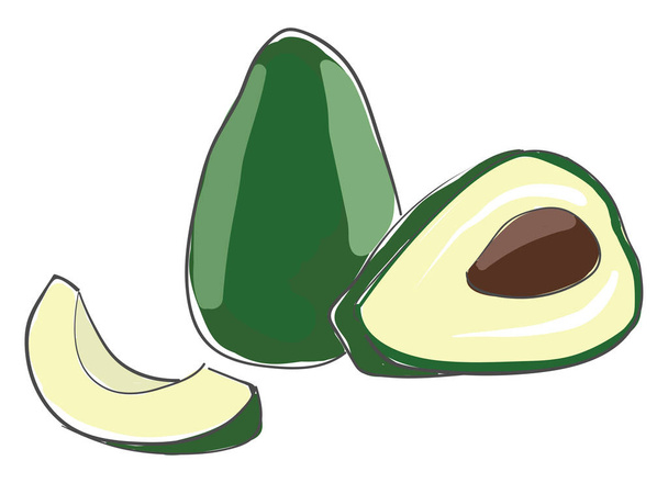 Stück geschnittene Avocado Vektor oder farbige Illustration - Vektor, Bild