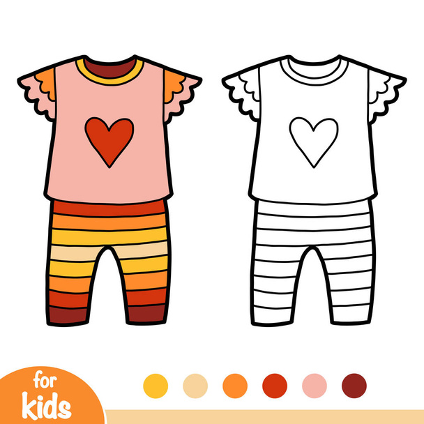 Coloring book, Pyjamas with heart - Vector, Image