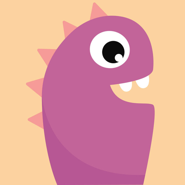 Een paars monster met roze hoorns vector of kleur illustratie - Vector, afbeelding