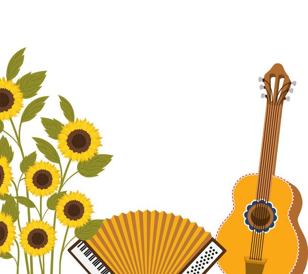 guitar and accordion isolated icon - Vector, Image