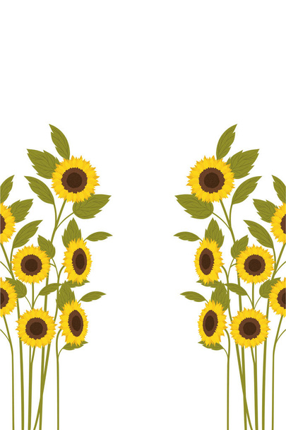 patroon van zonnebloemen geïsoleerd icoon - Vector, afbeelding