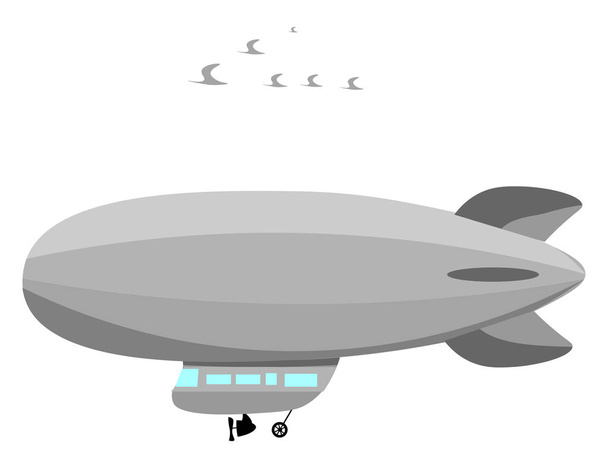 Un dirigeable ou un ballon dirigeable volant avec peu d'oiseaux vect
 - Vecteur, image