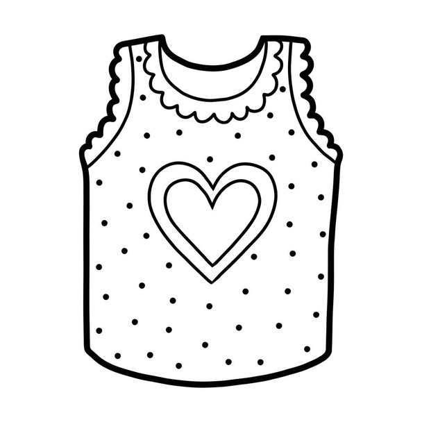Coloring book, Vest with a heart - Wektor, obraz