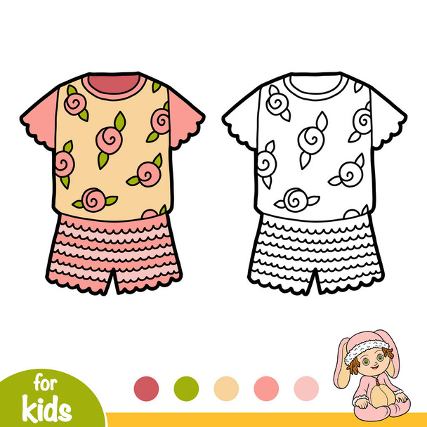 Раскраска, пижама с розовым рисунком
 - Вектор,изображение