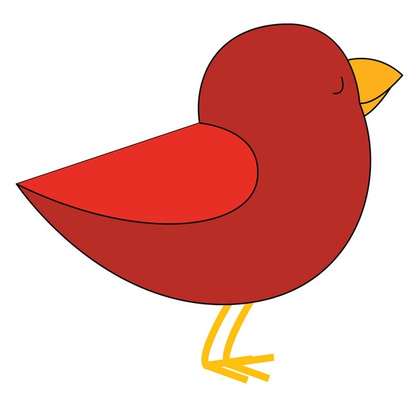Karikatür kırmızı kuş izole beyaz arka plan üzerinde ayarlanmış th izlendi - Vektör, Görsel