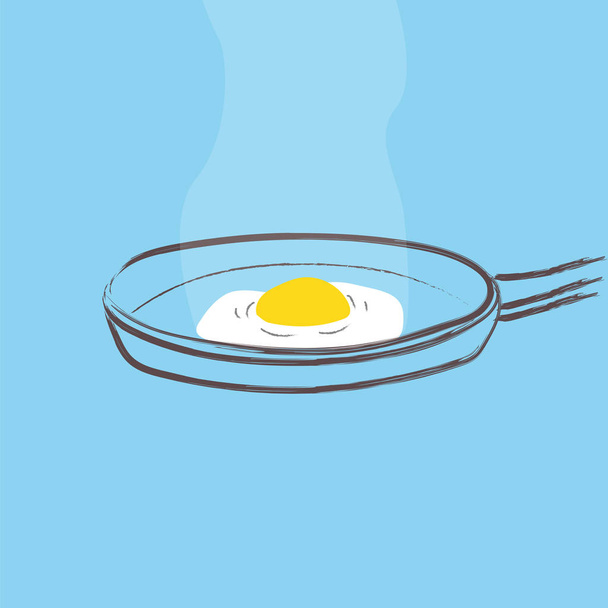 Retrato de um vapor quente ensolarado lado acima do ovo em uma panela vecto
 - Vetor, Imagem