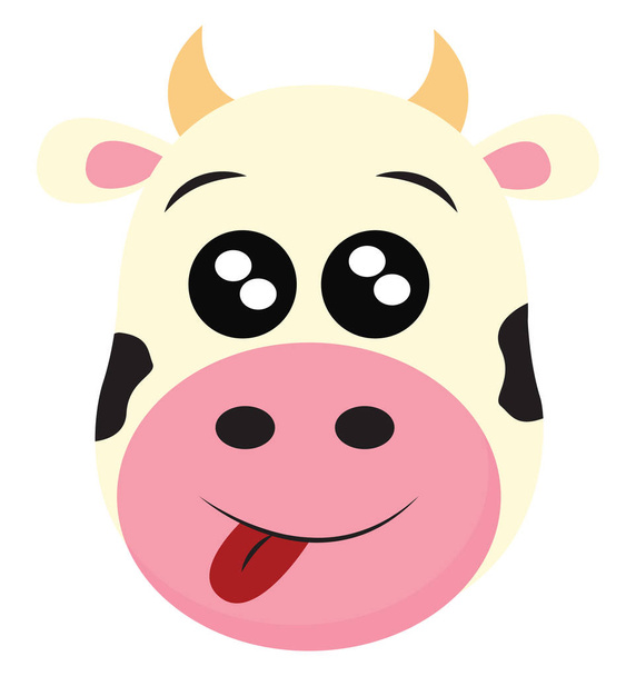 舌がベクトルをぶら下げている牛の顔の肖像または  - ベクター画像