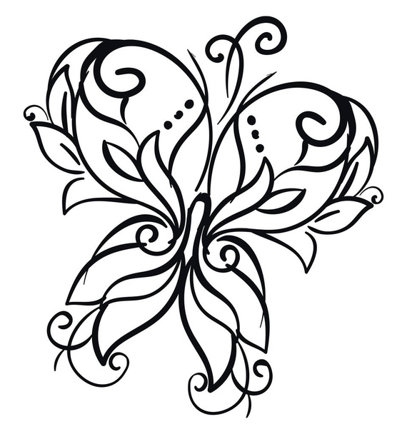 Линейное искусство бабочки с микроскопическими чешуйками различных узоров, покрывающих ее крылья векторным цветным рисунком или иллюстрацией
  - Вектор,изображение