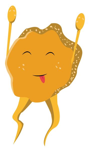 Cartoon zabawny szczęśliwy żółty potwór wektor lub kolor ilustracja - Wektor, obraz
