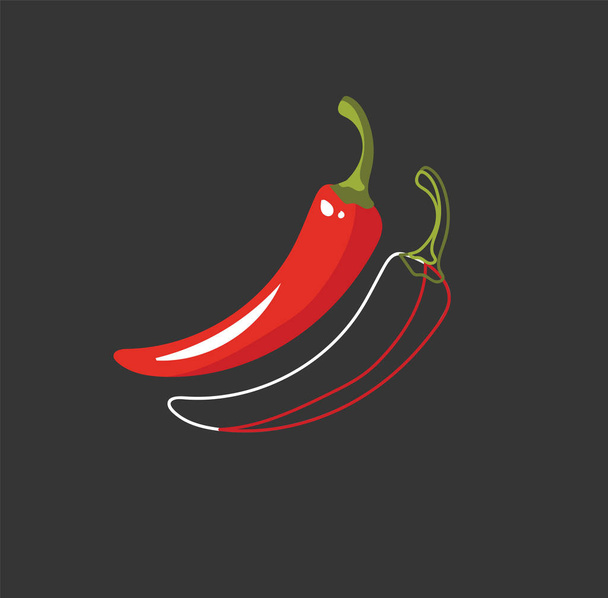 Портрет красного острого перца чили на темном фоне
 - Вектор,изображение