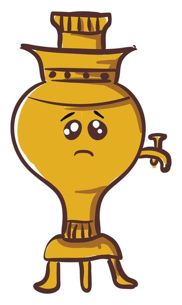 Emoji eines traurigen Samowar-Vektors oder Farbabbildung - Vektor, Bild