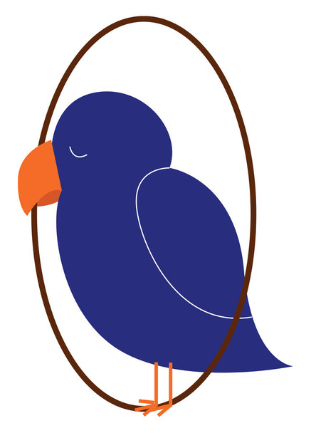 Clipart of a blue-colored sleeping bird vector or color illustra - Vector, Image