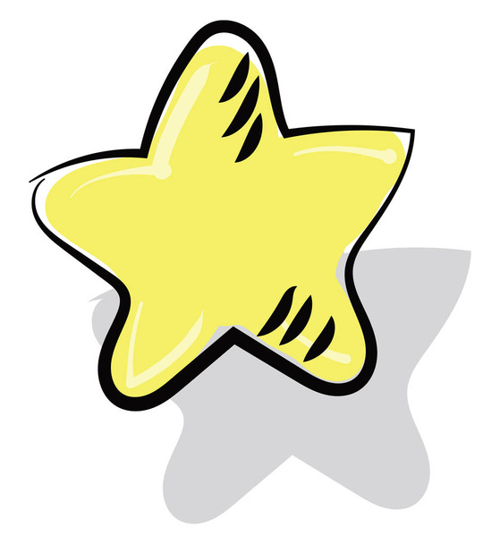Painting of a yellow-colored star vector or color illustration - Vector, Image