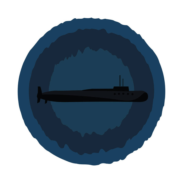 Clip Art του πίνακα ενός υποβρυχίου πάνω από μπλε φόντο - Διάνυσμα, εικόνα