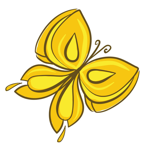 Tekening van een fel gekleurde gele vlinder vector of kleur i - Vector, afbeelding