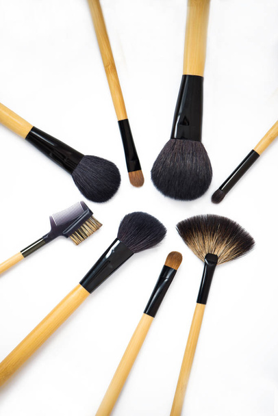 cosmetic brushes on white background - Photo, Image