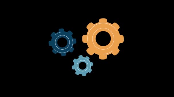 Flat gear icons rotation with working concept HD video.Machine symbol motion graphic - Footage, Video