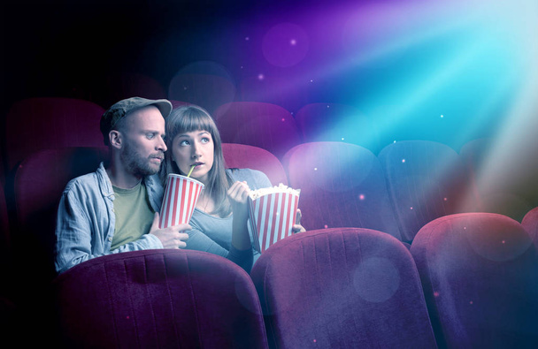 Teenager couple watching movie  - Photo, Image