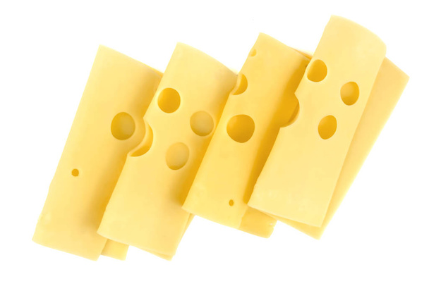 plakjes kaas geïsoleerd op witte achtergrond - Foto, afbeelding
