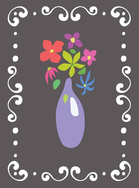 Flowers in vase, framed - Vector, Imagen