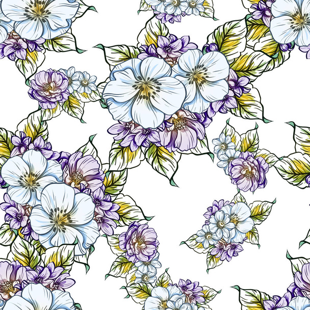 ilustração vetorial de fundo padrão flores brilhantes
 - Vetor, Imagem