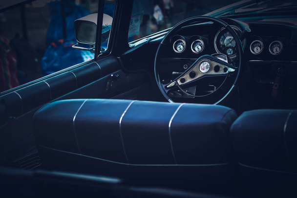 Interior of classic vintage car - 写真・画像