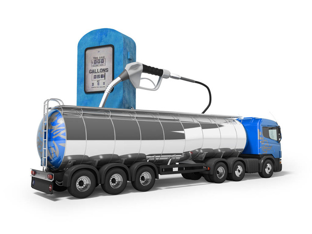 Concepto de camión cisterna 3d rendir sobre fondo blanco con s
 - Foto, Imagen