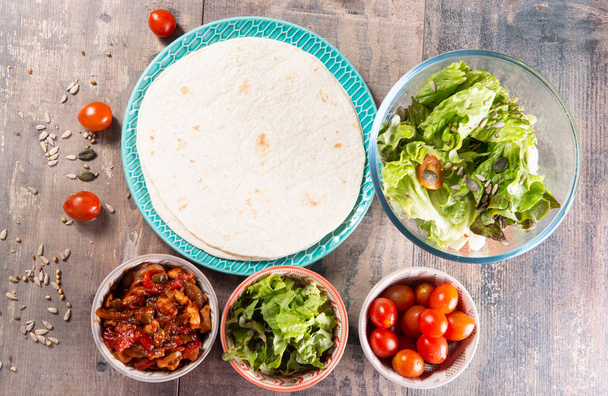 Fajitas with chicken , mexican cuisine, tex-mex cuisine - Photo, image