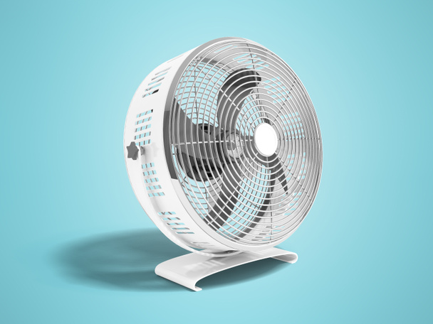 Metallo bianco grande ventilatore per camere di raffreddamento rendering 3d su sfondo blu con ombra
 - Foto, immagini