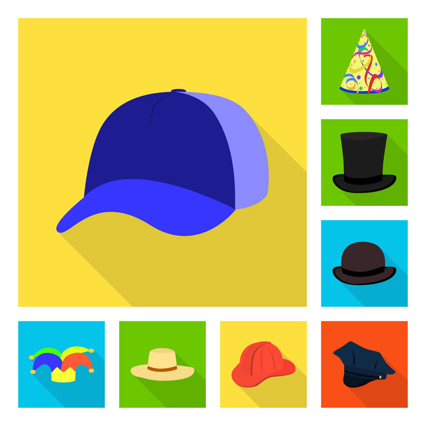 Vector design of fashion and profession icon. Collection of fashion and cap stock symbol for web. - Vektör, Görsel
