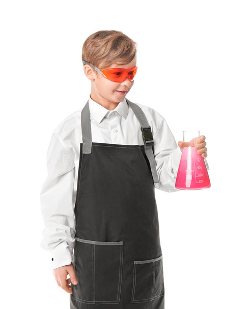 Portrait de petit chimiste sur fond blanc
 - Photo, image