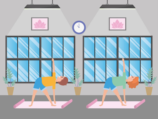 fit couple practicing yoga - Vector, Image