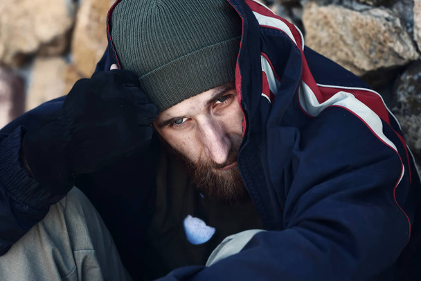 Poor homeless man outdoors - Photo, Image