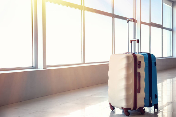 Suitcases in hall of airport. Travel concept - Φωτογραφία, εικόνα