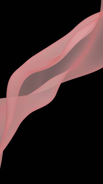 Abstract light red wave. Bright light red ribbon on dark background. Abstract red smoke. Light red scarf. Raster air background. 3D illustration - Valokuva, kuva