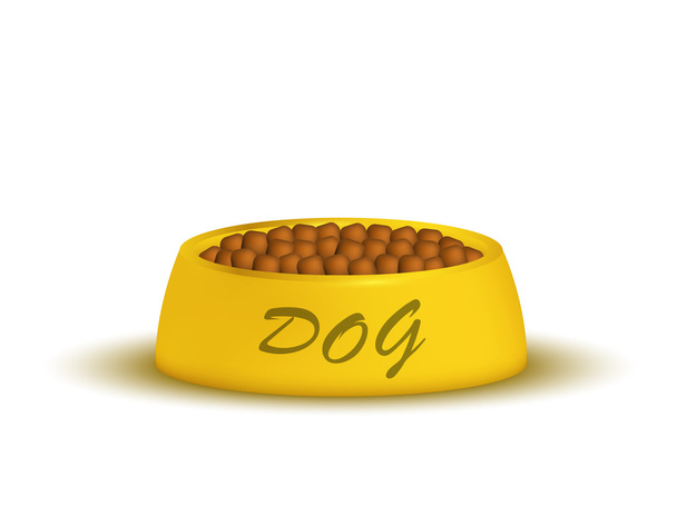Uma comida de cão em uma tigela dourada
 - Vetor, Imagem