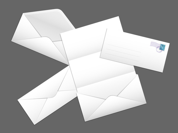 Mailing envelope set with a letter and a postage stamp - Vector, Image