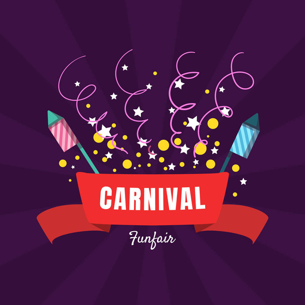 Carnival Funfair Banner Template, Amusement Park Poster, Design Element Can be Used for Invitation Card, Flyer, Coupon Vector Illustration
 - Вектор,изображение