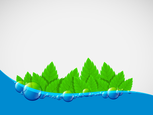 Fundo de água com folhas verdes
 - Vetor, Imagem