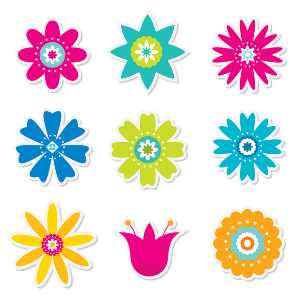 Colorful flowers set - Vector, Image