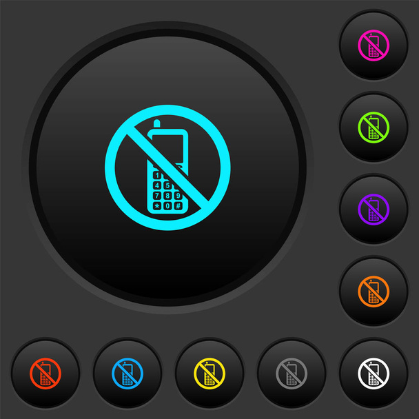 Mobilní telefon nepovolený tmavý přepínač s barevnými ikonami - Vektor, obrázek
